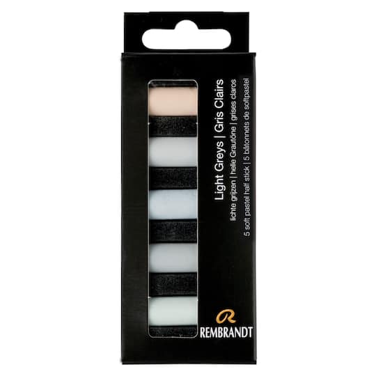 Rembrandt 5 Color Light Grays Half Stick Soft Pastel Set